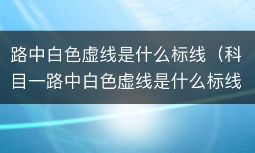 路中白色虚线是什么标线（科目一路中白色虚线是什么标线）
