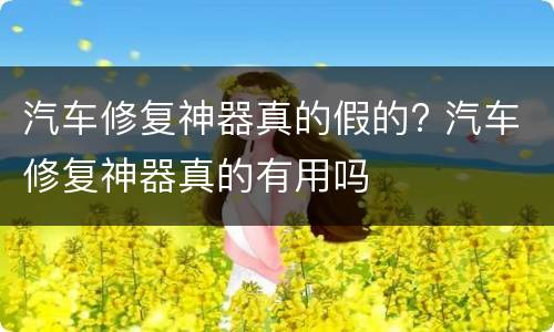 汽车修复神器真的假的? 汽车修复神器真的有用吗