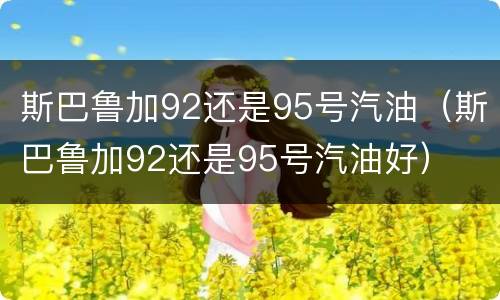 斯巴鲁加92还是95号汽油（斯巴鲁加92还是95号汽油好）