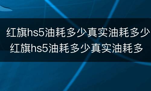 红旗hs5油耗多少真实油耗多少 红旗hs5油耗多少真实油耗多少钱