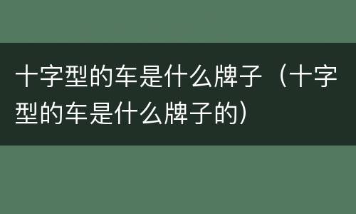 十字型的车是什么牌子（十字型的车是什么牌子的）