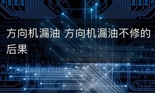 方向机漏油 方向机漏油不修的后果