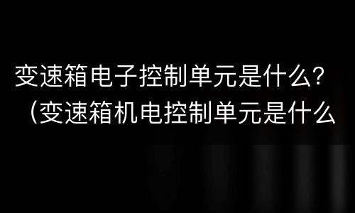 变速箱电子控制单元是什么？（变速箱机电控制单元是什么）