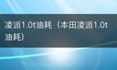 凌派1.0t油耗（本田凌派1.0t油耗）