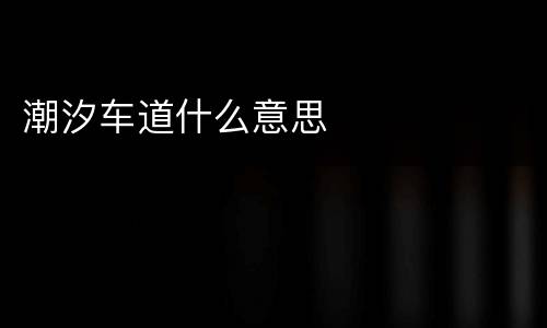 潮汐车道什么意思