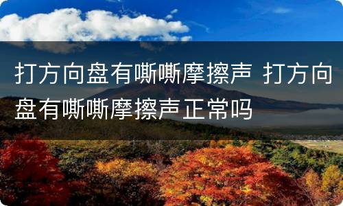 打方向盘有嘶嘶摩擦声 打方向盘有嘶嘶摩擦声正常吗