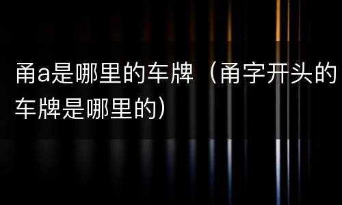 甬a是哪里的车牌（甬字开头的车牌是哪里的）