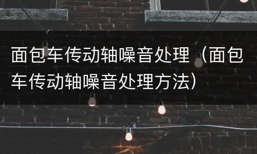 面包车传动轴噪音处理（面包车传动轴噪音处理方法）