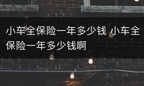 小车全保险一年多少钱 小车全保险一年多少钱啊