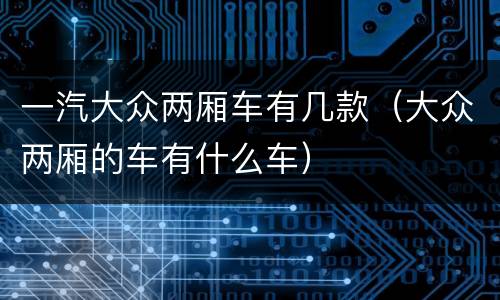 一汽大众两厢车有几款（大众两厢的车有什么车）