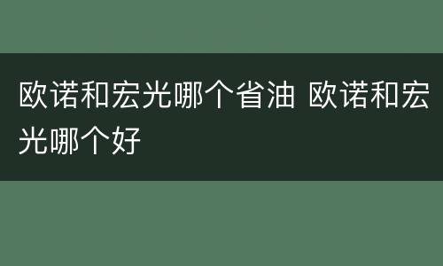 欧诺和宏光哪个省油 欧诺和宏光哪个好
