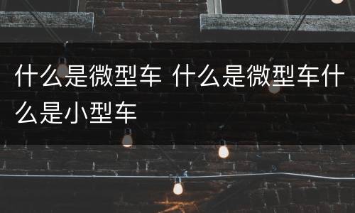 什么是微型车 什么是微型车什么是小型车