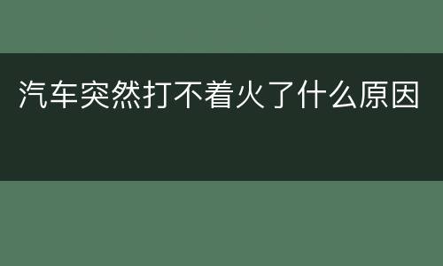 汽车突然打不着火了什么原因