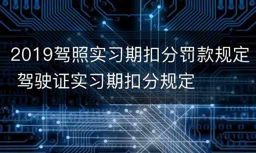 2019驾照实习期扣分罚款规定 驾驶证实习期扣分规定