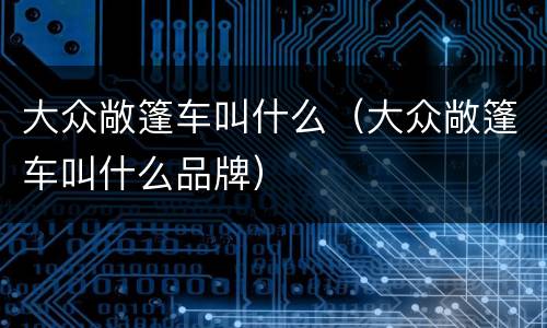 大众敞篷车叫什么（大众敞篷车叫什么品牌）