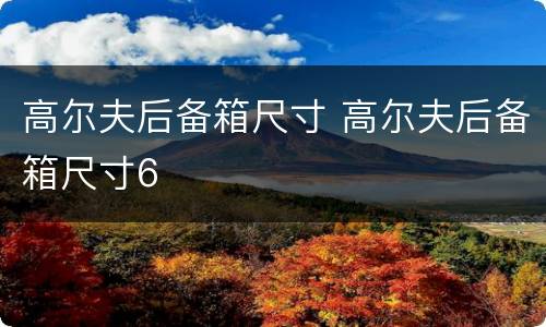 高尔夫后备箱尺寸 高尔夫后备箱尺寸6