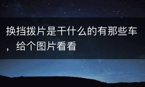 换挡拨片是干什么的有那些车，给个图片看看