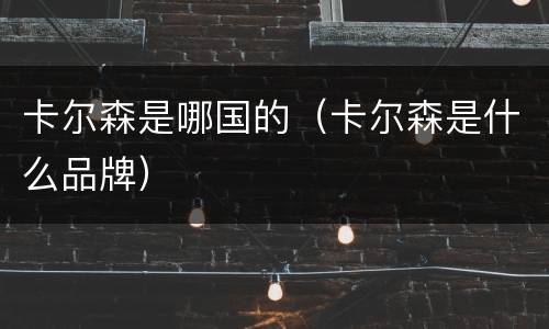 卡尔森是哪国的（卡尔森是什么品牌）