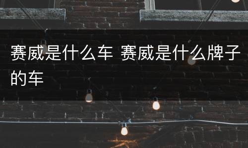 赛威是什么车 赛威是什么牌子的车