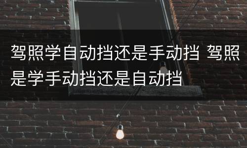 驾照学自动挡还是手动挡 驾照是学手动挡还是自动挡