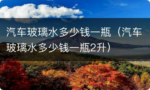 汽车玻璃水多少钱一瓶（汽车玻璃水多少钱一瓶2升）