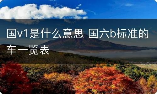 国v1是什么意思 国六b标准的车一览表