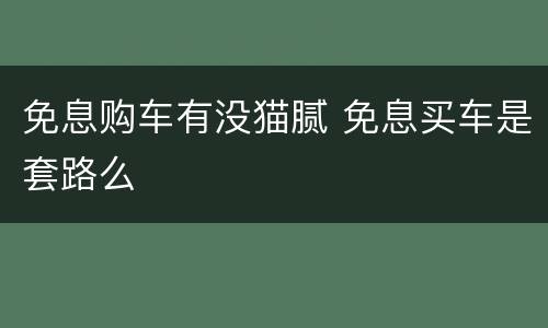 免息购车有没猫腻 免息买车是套路么