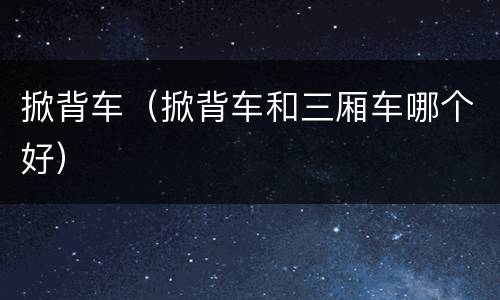 掀背车（掀背车和三厢车哪个好）