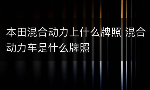 本田混合动力上什么牌照 混合动力车是什么牌照