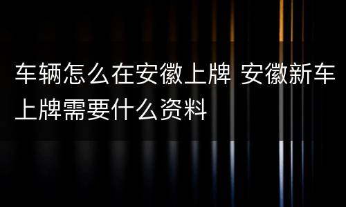 车辆怎么在安徽上牌 安徽新车上牌需要什么资料