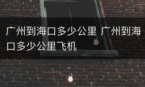 广州到海口多少公里 广州到海口多少公里飞机