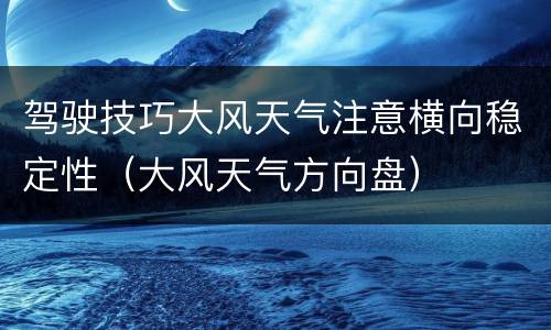 驾驶技巧大风天气注意横向稳定性（大风天气方向盘）