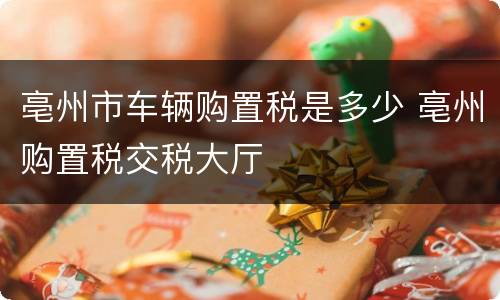 亳州市车辆购置税是多少 亳州购置税交税大厅