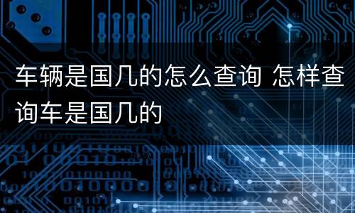 车辆是国几的怎么查询 怎样查询车是国几的