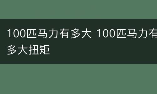 100匹马力有多大 100匹马力有多大扭矩