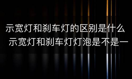 示宽灯和刹车灯的区别是什么 示宽灯和刹车灯灯泡是不是一个灯