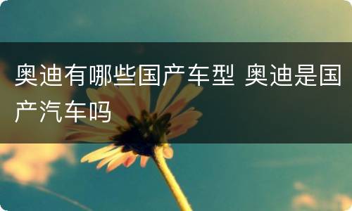奥迪有哪些国产车型 奥迪是国产汽车吗