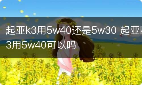 起亚k3用5w40还是5w30 起亚k3用5w40可以吗