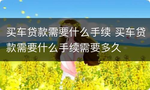 买车贷款需要什么手续 买车贷款需要什么手续需要多久