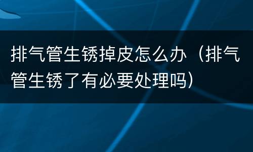 排气管生锈掉皮怎么办（排气管生锈了有必要处理吗）