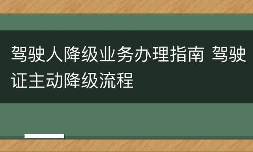 驾驶人降级业务办理指南 驾驶证主动降级流程