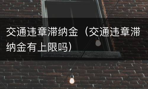 交通违章滞纳金（交通违章滞纳金有上限吗）