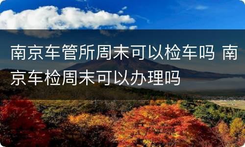 南京车管所周末可以检车吗 南京车检周末可以办理吗