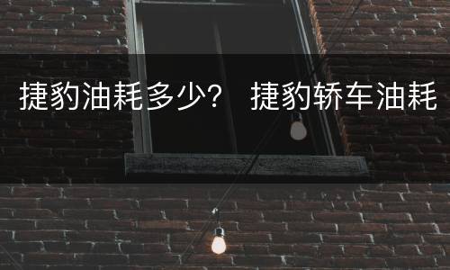 捷豹油耗多少？ 捷豹轿车油耗