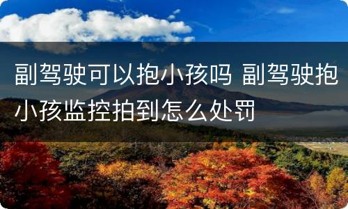 副驾驶可以抱小孩吗 副驾驶抱小孩监控拍到怎么处罚