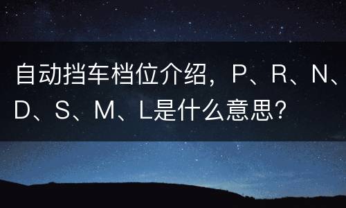 自动挡车档位介绍，P、R、N、D、S、M、L是什么意思?