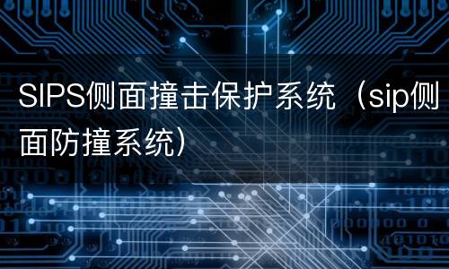 SIPS侧面撞击保护系统（sip侧面防撞系统）