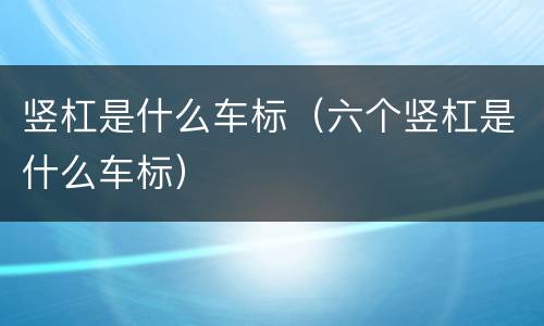 竖杠是什么车标（六个竖杠是什么车标）