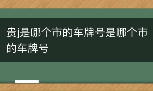 贵j是哪个市的车牌号是哪个市的车牌号