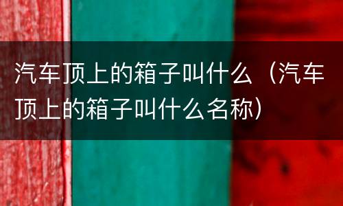 汽车顶上的箱子叫什么（汽车顶上的箱子叫什么名称）